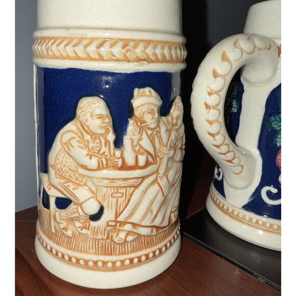 Vintage Ceramic Set of 2 German Style Beer Stein Mugs Made In Japan - Picture 2 of 7
